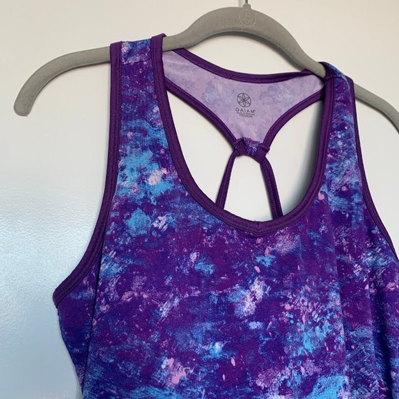 Gaiam Active Purple Marble Print Strappy Back Tank Top โ Size M - Picture 4 of 9